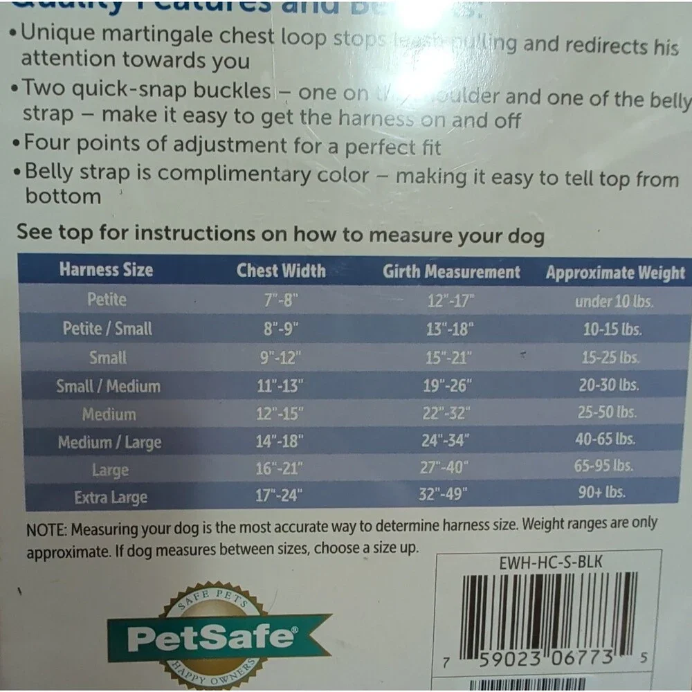 PetSafe Easy Walk Harness No-Pull Small- Black/Silver 15-25lbs NEW